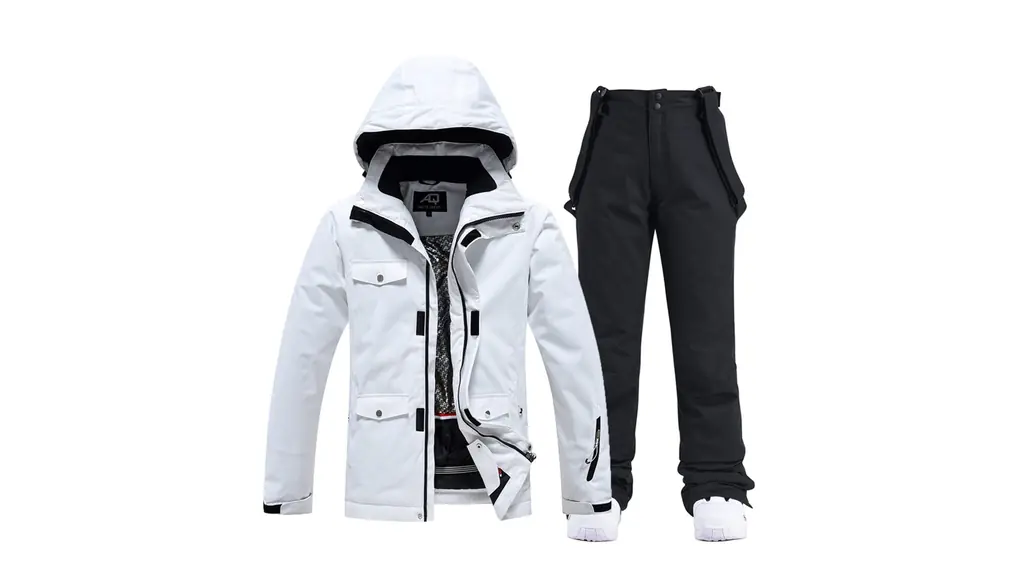 スノボーウェア メンズ 上下セット スキーウェア レディース カジュアル おしゃれ スポーツコート 撥水 防寒 防風 シンプル ジャケット パンツ セット (Color : White black, Size : X-Large)