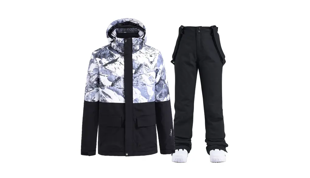 スノボーウェア メンズ 上下セット スキーウェア レディース おしゃれ 撥水 防寒 防風 保温 シンプル 暖かくて厚い 雪遊び スキーウェアセットアップ (Color : A, Size : Large)