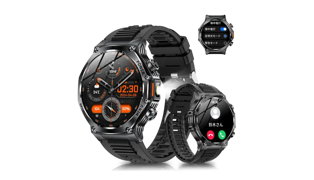 スマートウォッチ 【2025新設計モデル 800mAh長持ちバッテリー】1.8インチ大画面 Smart Watch Bluetooth通話 LINE/Gmail/メッセージ通知 電卓 天気予報 懐中電灯 100+運動モード GPS運動記録 軍用規格 耐衝撃 防塵防水 iPhone&アンドロイド対応 日本語説明書付き