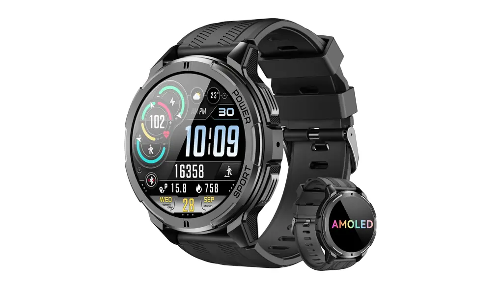 OUKITELスマートウォッチ防水防塵耐衝撃smart watch、1.43インチAMOLED高精細大画面、410mAhの大容量長持ちバッテリー15日連続使用、着信通知 Line/メッセージ通知、Bluetooth5.2通話、100+種類運動モード、遠隔撮影、音楽再生制御、音声アシスタント、活動量計、天気予報、明るさ調整、文字盤自由設定、iPhone/Android対応