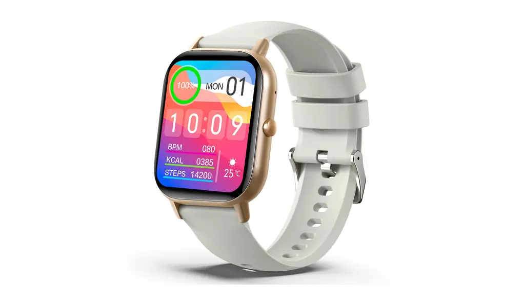 スマートウォッチ【2025モデル 2.01インチ大画面】活動量計 腕時計 iPhone対応 アンドロイド対応 通話機能 最新Bluetooth5.4 音楽コントロール 大画面 運動モード スポーツウォッチ IP67防水 SMS/Twitter/Line通知 メンズ レディース プレゼント/ギフト適用 (ベージュバンド)