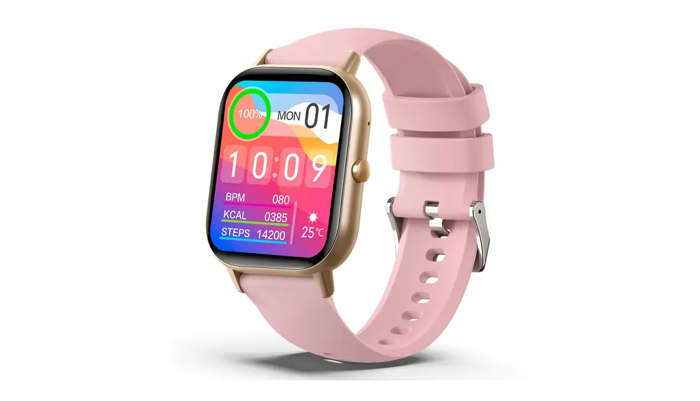 スマートウォッチ 2.01インチ大画面 通話機能 活動量計 腕時計 iPhone対応 アンドロイド対応 音楽コントロール 大画面 運動モード スポーツウォッチ IP67防水 SMS/Twitter/Line通知 メンズ レディース プレゼント/ギフト最適 (薄い赤)