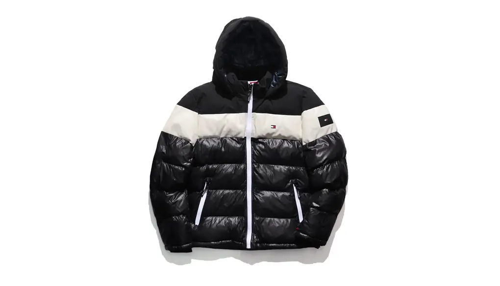 [トミーヒルフィガー] 158AN508 ジャケット アウター 中綿 ダウン ロゴ ジッパー ボタン ナイロン スタンドネック 上着 防寒 (JP, アルファベット, M, BL7(BLACK/WHITE COMBO)) [並行輸入品]