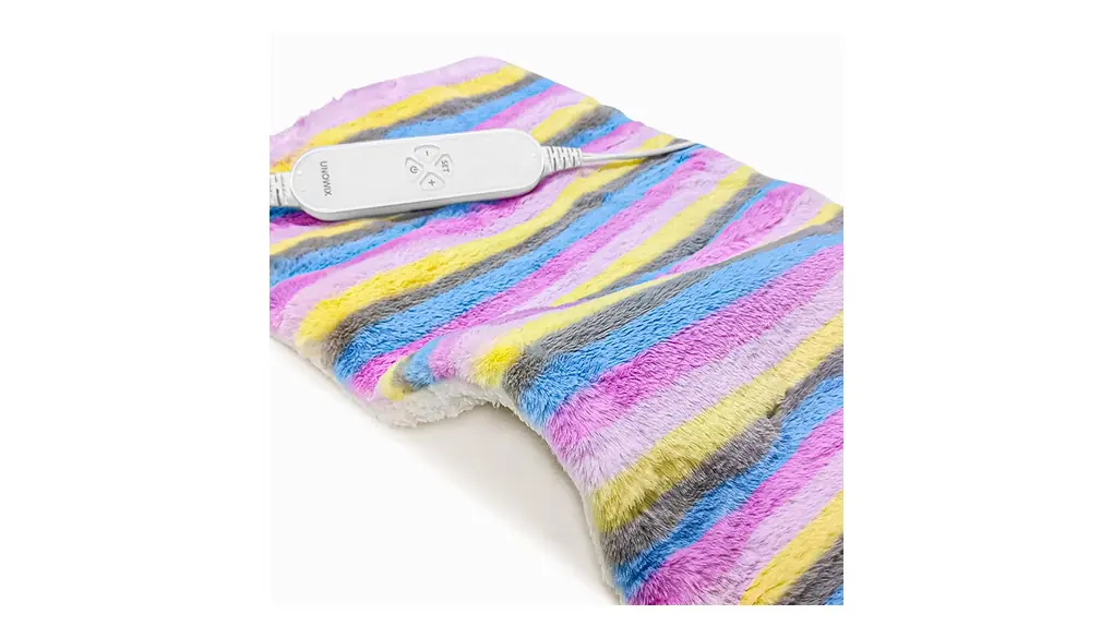UNOWIX Electric Heating Pad for Back/Waist/Abdomen/Shoulder/Neck Pain and Cramps Relief - 12 Heat Levels, 8 Timers,Cute Plush Heat Pad, Holiday Gifts for Girls, Machine Washable-Rainbow-F(12" x 24")