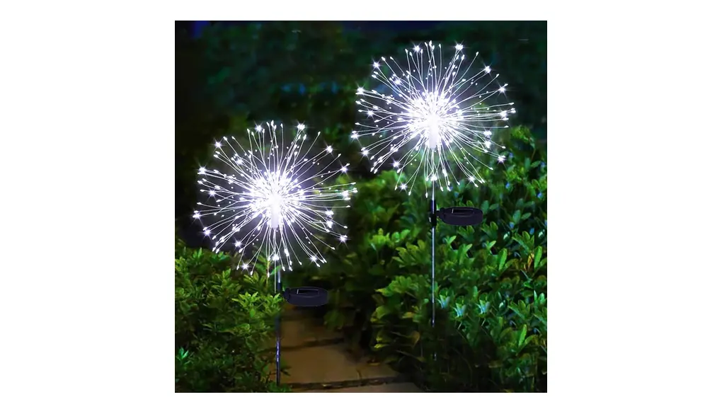 yowin 2 Stück Gartendeko Solarlicht 120 LED Solarstecker Pusteblume Gartenleuchten, 8 Modi Solarleuchte Feuerwerk Wasserdicht Gartenstecker Solarlampen für Außen Balkonkasten Wege Deko (Kaltes Weiß)