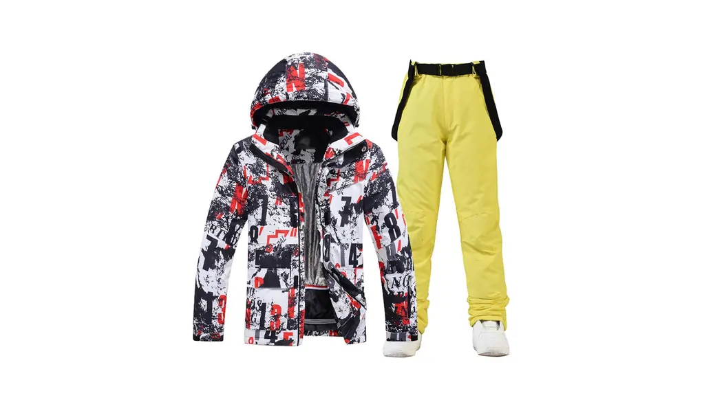 メンズ ジャケットとパンツのセット、 アウトドア用 暖かい 厚手 フード付き スキースーツ セット、 冬のアドベンチャー 耐摩耗性 スキースーツ、 仕事用 アウトドア スキー、釣り 乗馬、バイク用(Yellow,XXL)