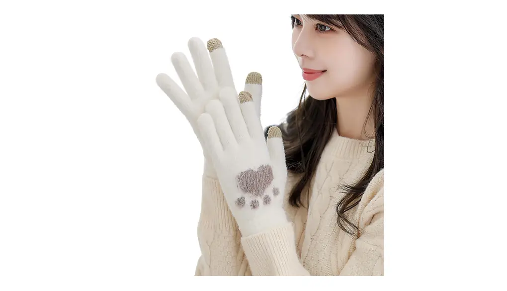 [Adcey] 手袋 レディース 防寒手袋 【寒い日でも手がぽかぽか·かわいい動物つめ柄·タッチパネル対応】 暖かい 保温 ニット手袋 スマホ対応 猫 かわいい 柔らかい もこもこ 伸縮性 5本指 グローブ 自転車 バイク アウトドア 通勤 通学