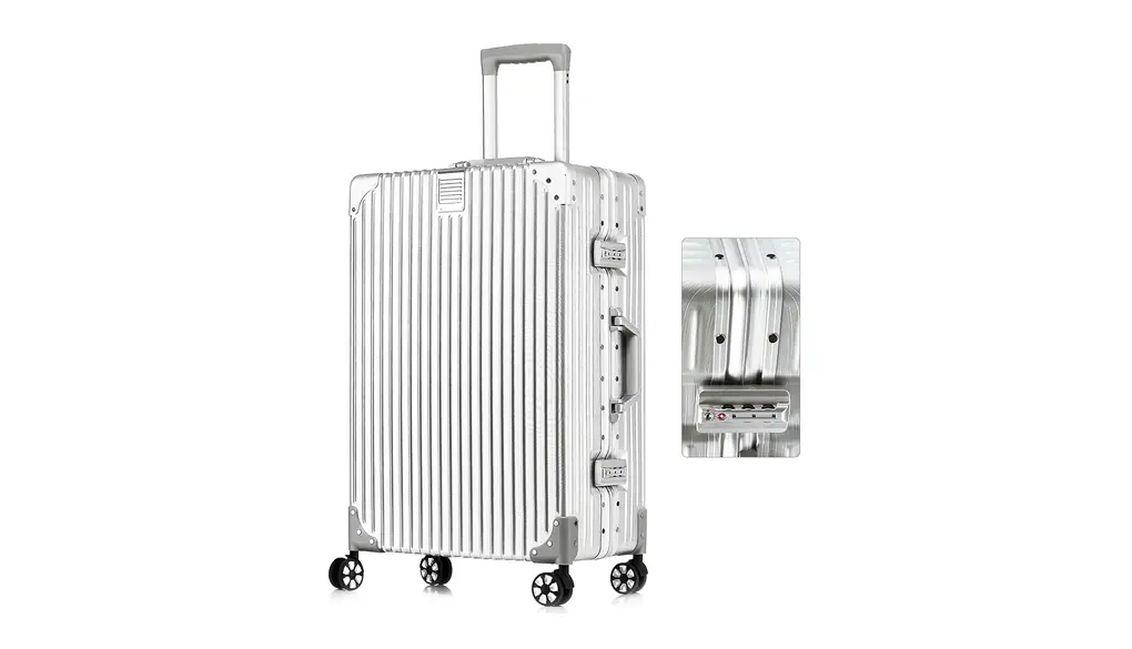 [Airmood] スーツケース キャリーケース 機内持ち込み可 アルミフレーム 超軽量 TSAロック付 大型 静音 ダブルキャスター 旅行 大容量 耐衝撃 ビジネス 出張 保護カバー付き 物掛けフック (Sサイズ 20インチ 2泊3日 シルバー 42L)