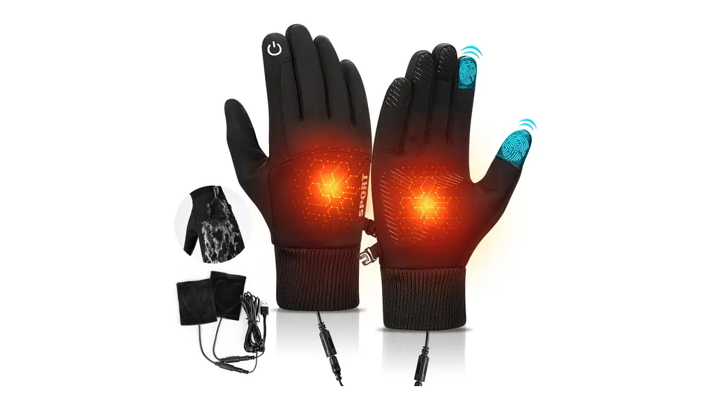 [ARZER] 電熱手袋 手袋 メンズ 【裏起毛ふわふわ・防風防水構造・滑り止め加工・便利でスマホ対応】 防寒グローブ ヒーター手袋 35℃恒温 耐磨耗通気性 冬通勤 紛失防止結び付け