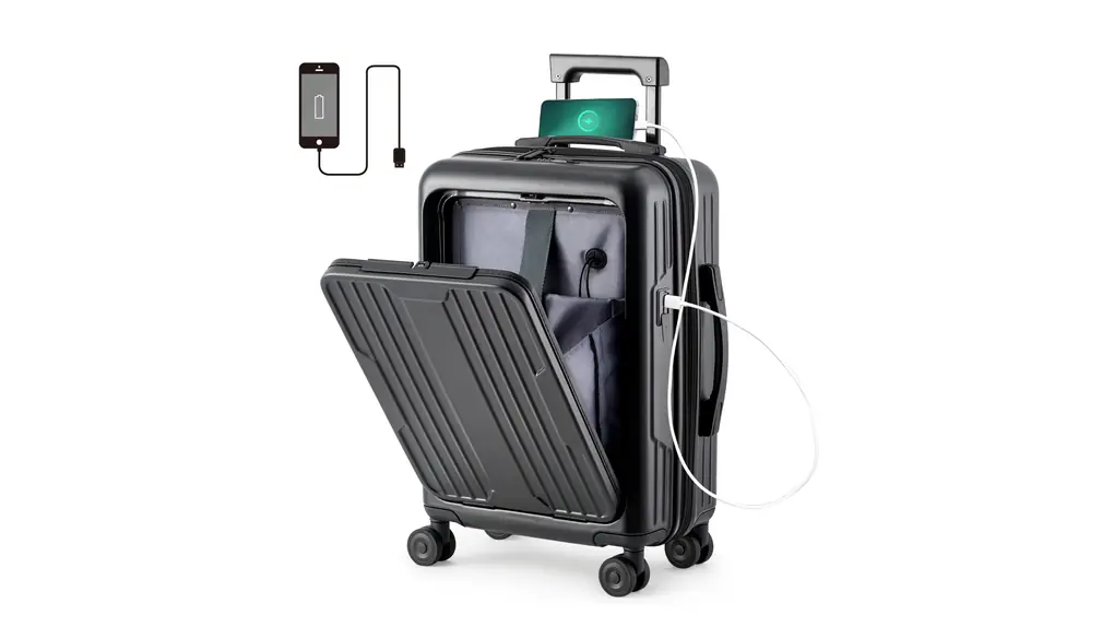 [Beraxy] ベラクシー スーツケース 機内持ち込み キャリーケース フロントオープン USBポート付き 隠しフック 拡張機能付 耐衝撃 多機能 静音 超軽量 360度回転 TSAローク ビジネス 出張 旅行 修学 (Sサイズ/44L/ブラック/1～3泊)