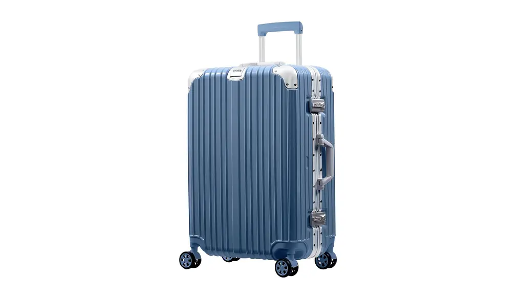 [ぼん家具] スーツケース アルミ キャリーケース Mサイズ 3-5泊 60L ダブルキャスター 360度回転 TSAロック搭載 旅行 ビジネス 出張 グレイッシュブルー