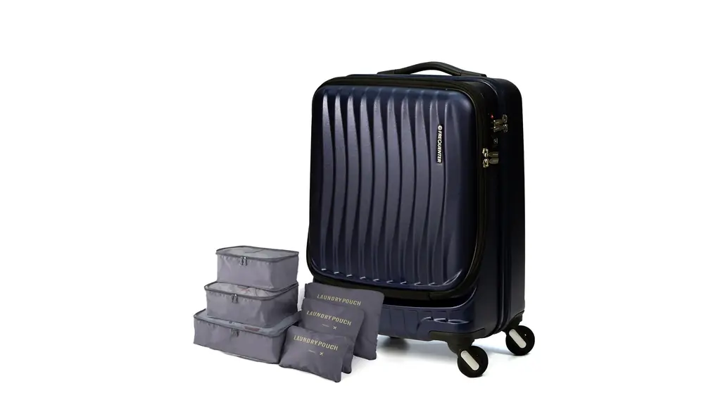 [クラムアドバンス] FREQUENTER フリクエンター キャリーケース スーツケース 機内持ち込み フロントオープン 4輪 軽量 静か 特許タイヤ ストッパー 2泊 3泊 4泊 34L トラベルポーチセット 1-216 (コン)