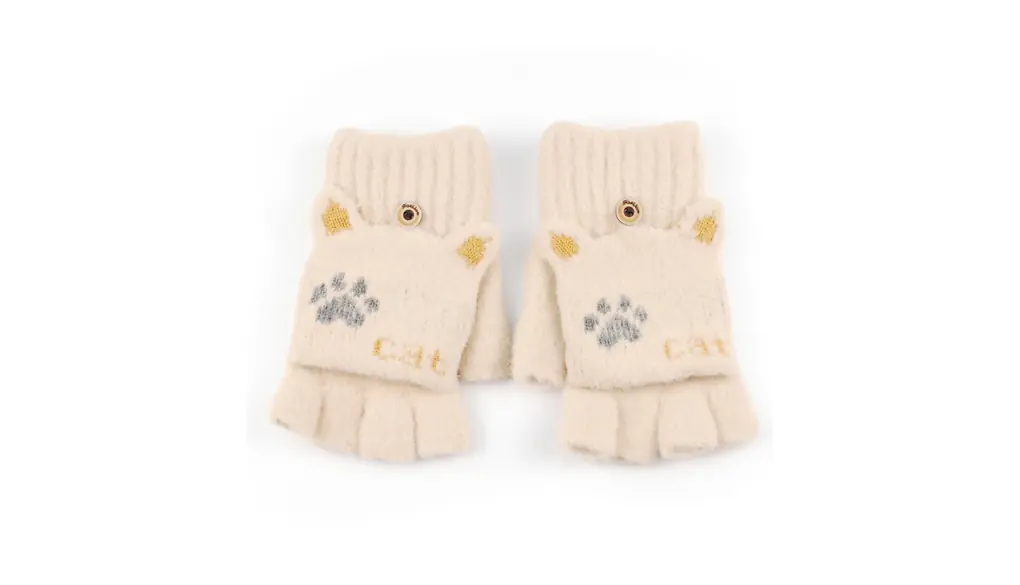 [CLARAH] 手袋 女の子 キッズ 指なし手袋 グローブ スマホ対応 ねこ ネコ 猫耳 幼稚園 保育園 小学生 ブルー ネイビー ベージュ ピンク パープル おしゃれ 可愛い ポス 雪遊び