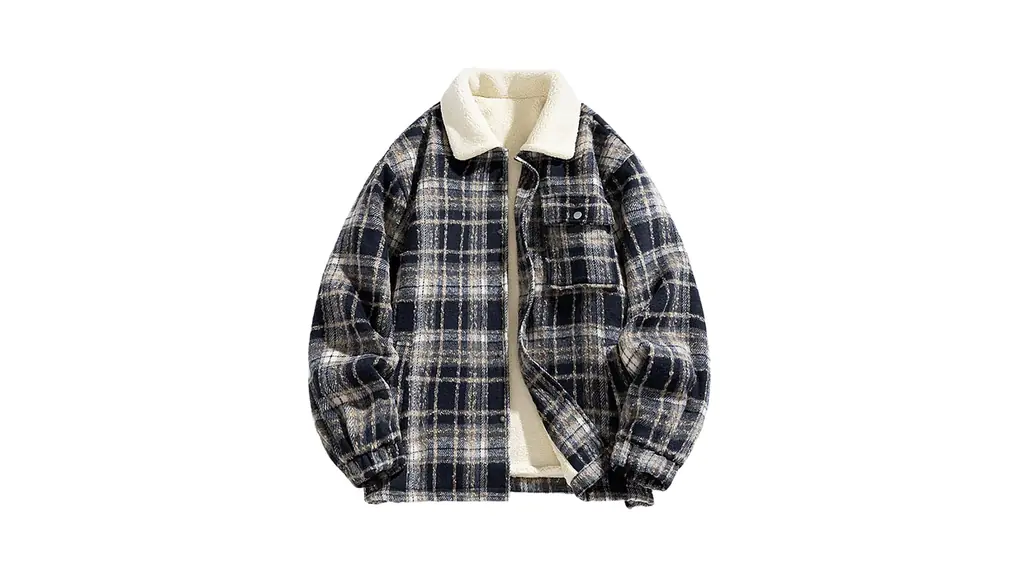 [D.IIZOO] チェック柄 裏ボアジャケット メンズ 秋冬 フリースジャケット 厚手 ジャンパー ゆったり 防寒服 アウター カジュアル ブルゾン おしゃれ ゆったり 大きいサイズ 韓国風 F1213A