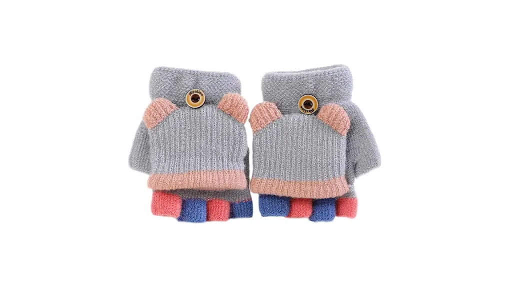 [eipatu] 手袋 キッズ ニット グローブ 子供用 男の子 女の子 ミトンカバー付き 指切り 半指 防寒 赤ちゃん ベビー 冬物 あったか 雪遊び 通園 通学 可愛い