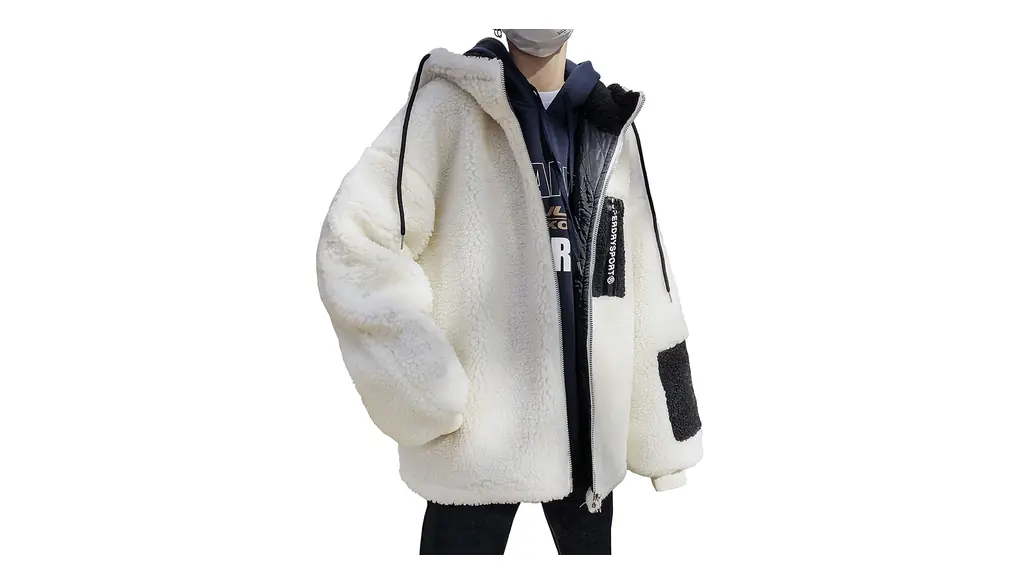 [foveitaa] ボアジャケット ラムウール メンズ フリースジャケット コート フード付き ャケット 裏起毛 スプライス 男性 アウター もこもこ 冬服 フリース アウター 防寒 厚手 暖かい フリースジャケット 柔らかい ボアコート