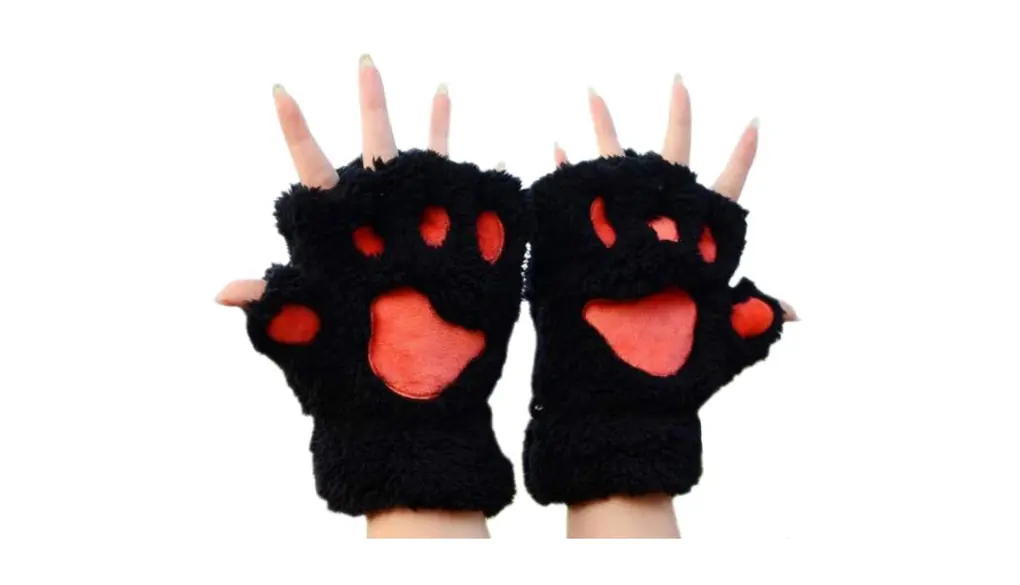 [ふく福] 可愛い ふわモコ肉球 レディース手袋 ガールズ半指グローブ 防寒 ハーフィンガー 指なしタイプ 熊 コスプレ ぬいぐるみ風 穴 指あり 動物 人気 便利 写真