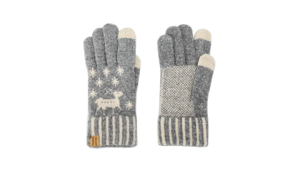 [GlovesDEPO] レディース 手袋 カシミア調 日本製 スマホ対応 トナカイと雪の結晶柄