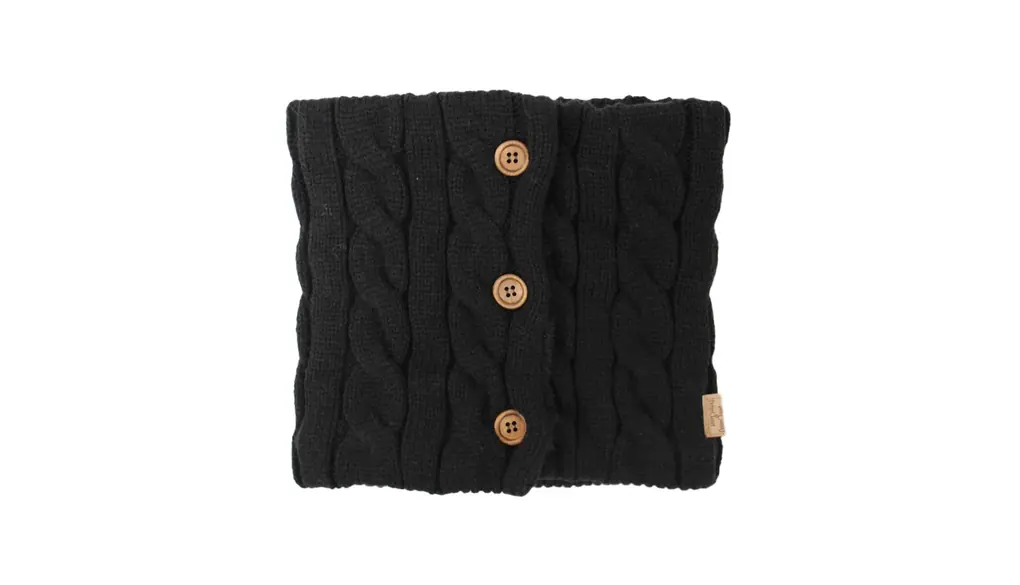 [GlovesDEPO] あったか裏ボア ボタン付きネックウォーマー ケーブル編み＆カゴ編み
