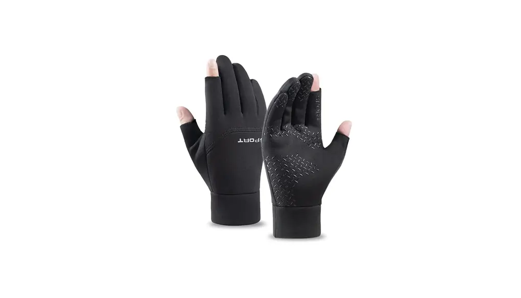 手袋 防寒グローブ 釣り手袋 2本指出しで操作しやすい 滑り止め 防風保温 耐摩耗性 防水 運動介護 防寒 手袋 調節可能 指出し手袋 フィッシンググローブ 裏起毛 防水 防風 スマホ対応 男女兼用 滑り止め アウトドア スポーツ (ブラック)