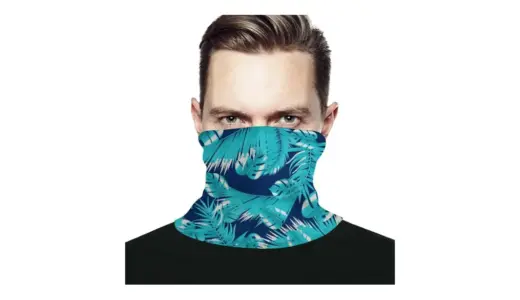 【冬を遊びに変える防寒ギア】KANAKO フェイスカバー ネックウォーマー｜ヤシの葉デザインで防風・UVカットも完備！