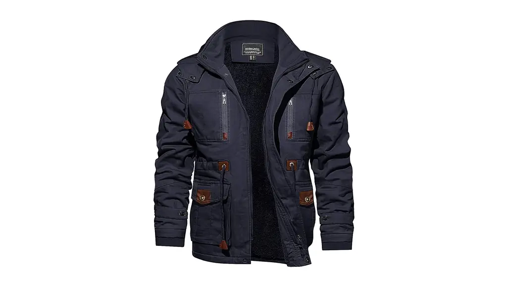 [KEFITEVD] ジャケット メンズ 裏ボア 冬服 ジャケット 大きいサイズ 作業着 防寒着 アウトドアジャケット ミリタリー モッズコート アウター フード取り外し可能 春秋