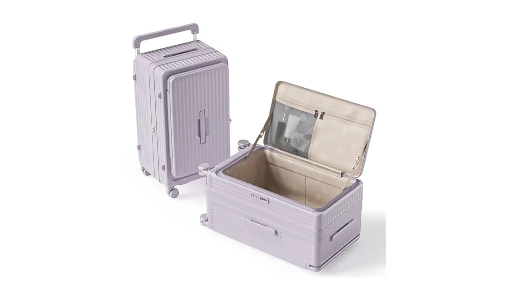 [KPLDOL] 日本人デザイナー設計 フロントオーポン 片開き 拡張機能付き ストッパー付き キャリーバッグ 軽量 静音ダブルキャスター TSAロック (PURPLE, 24)