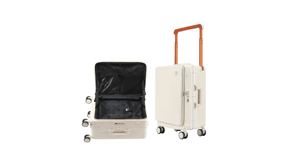 [KPLDOL] スーツケース片開き＋フロントオープン キャリーケース ビジネス 出張 大容量 泊まる トランク 旅行 (白い, Ｓ)