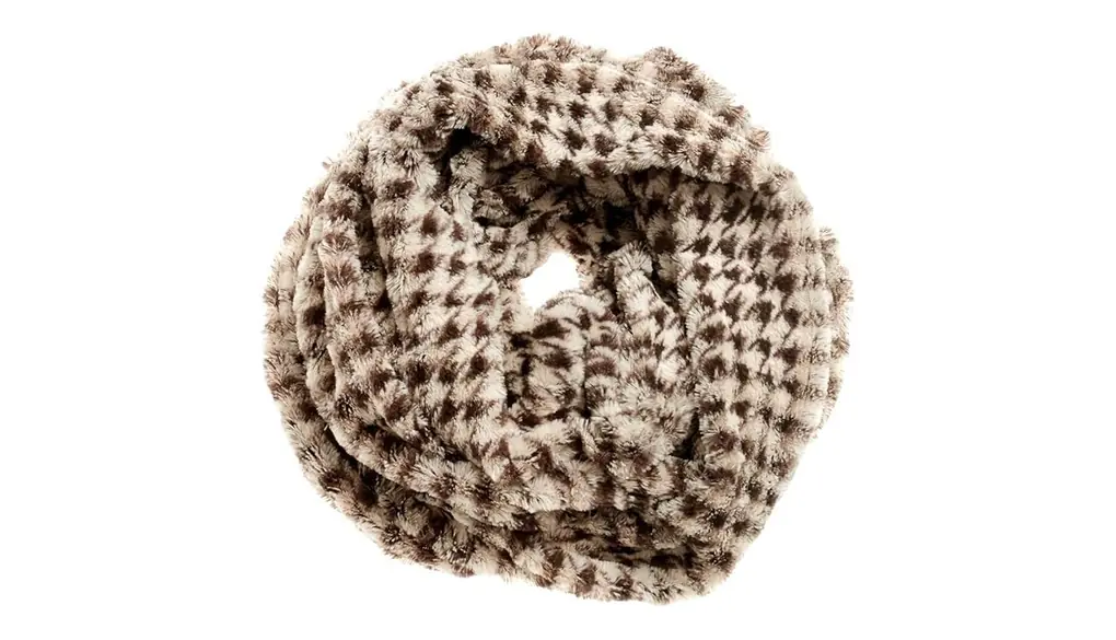 [LALA Boutique] ララブティック スヌード ネックウォーマー ファースヌード ファー レディース メンズ 冬 用 千鳥格子柄 手編み風 ボア ヘリンボーン模様 厚手