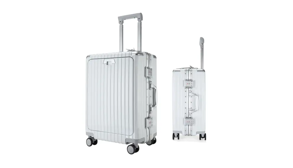 [Libetee] リベティ スーツケース キャリーケース S/M 多機能 耐衝撃 アルミフレーム 機内持ち込み フロントオープン TSAダイヤルロック キャスターロック静音 ダブルキャスター ドリンクホルダー USBポート スマホスタンド サイドフック機能 海外 国内 旅行 ビジネス 出張 Sサイズ 2〜4泊 エナメルホワイト（旧モデル）