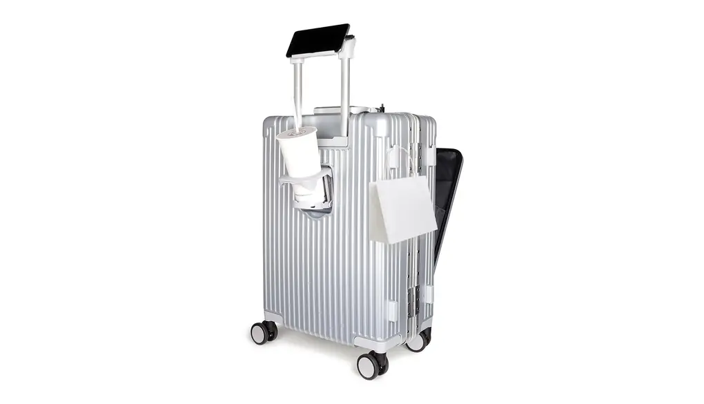 [魔法小屋] スーツケース 前開き キャリーケース 機内持ち込み キャリーバッグ フロントポケット スーツバッグ USB Type-C 充電口 多機能 乾湿分離内装 軽音 軽量 携帯スタンド 側面フック カップボルダー 旅行出張（Sサイズ シルバー