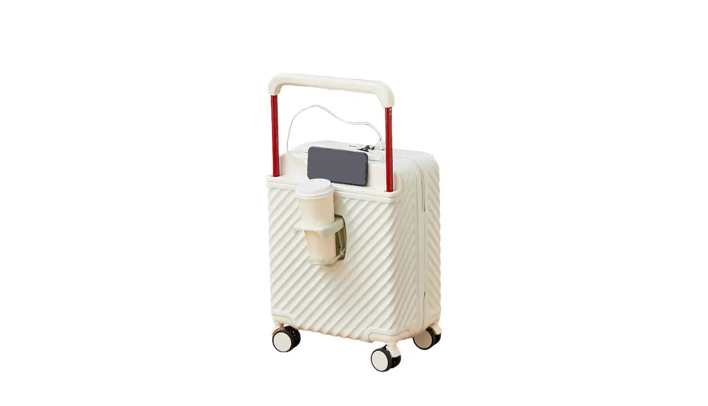 [Manatsulife] スーツケース キャリーケース ワイドハンドル 旅行 軽量 大容量 多機能 ドリンクホルダー付き usbポート付き 乾湿分離 出張 留学 ビジネス 耐衝撃 静音 XBM09 (ホワイト, XS(30L/2-3泊対応/機内持ち込みOK)