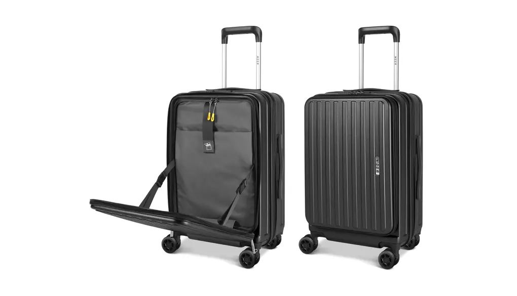 [meer] スーツケース フロントオープン 片開き 拡張機能付き キャリーケース Sサイズ USBポート カップホルダー 機内持ち込み 超軽量 ビジネス 出張 1-3泊 40リットル ブラック/ホワイト/グレー/ライトグリーン/ピンク (ブラック, Sサイズ 40L)