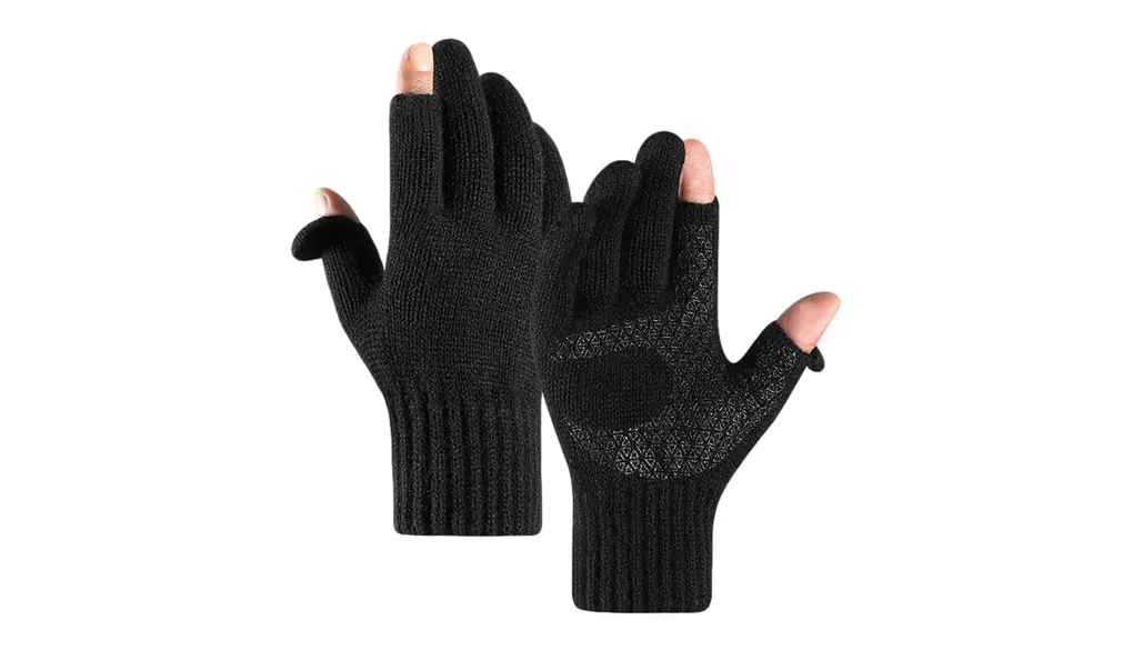 [Miracroute] 指開き 手袋 便利 スマホ タッチ パネル スクリーン グローブ ニット 防寒 スマホ用 暖かい 指出し てぶくろ 自転車 男女兼用