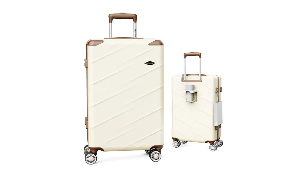 [MONOMI] スーツケース キャリーケース 機内持ち込み 大型 軽量 キャリーバッグ S/M/Lサイズ ストッパー付き カップホルダー付き 耐衝撃 静音 360度回転 ダブルキャスター ファスナータイプ TSAロック 海外 旅行 ビジネス 出張 (アイボリー, Sサイズ/機内持ち込み可)