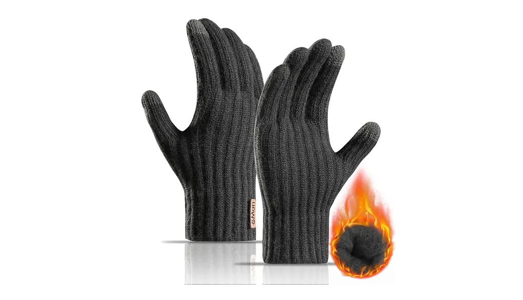 [MOWO] 手袋 メンズ 防寒手袋 冬 【裏起毛で即刻発熱・感度のいいスマホ対応・二重構造でぽかぽか】ニット手袋 ニットグローブ 厚手 暖かい タッチパネル対応 防寒・防風・伸縮性 人間工学 柔らかい スポーツ・釣り・登山・通勤通学