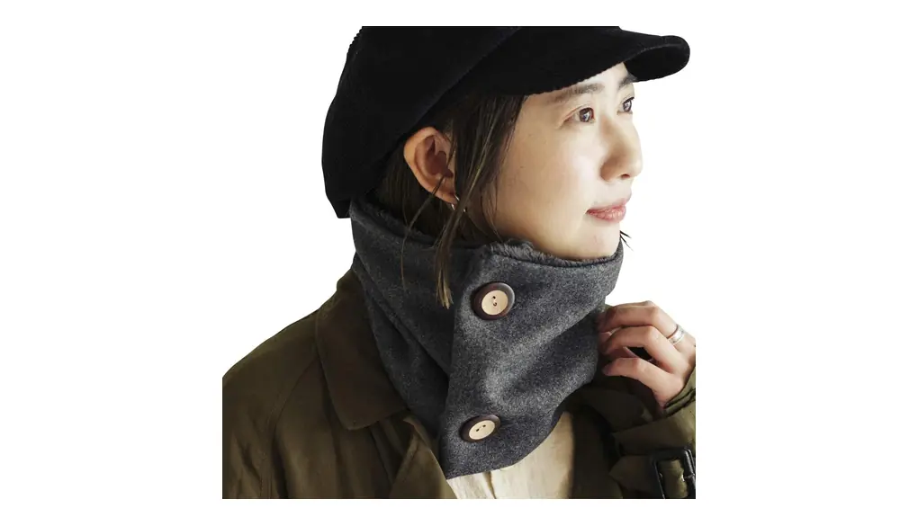 [ナコタ] ウールツイル ネックウォマー メンズ レディース ボタン ボタン付き 防寒 秋 冬 バイク 大きい 着脱 ボア 薄手