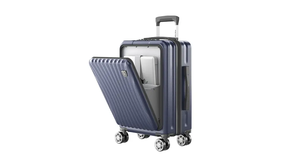 [New Trip] スーツケース フロントオープン 拡張機能付き キャリーケース Sサイズ USBポート付き ストッパー付き YKKファスナー TSAロック 静音 ダブルキャスター ビジネス 出張 2-4泊 48リットル ブルー色