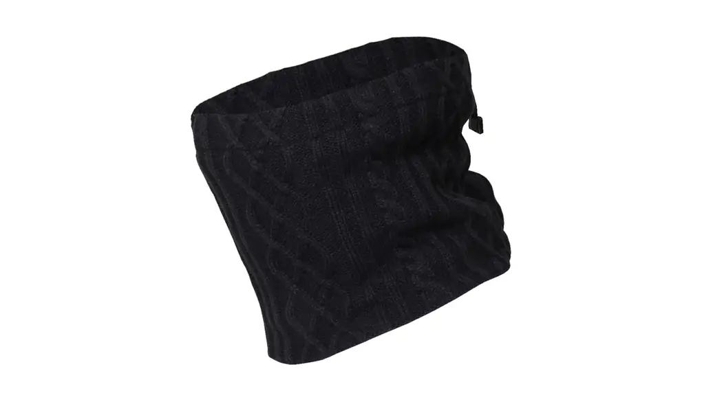 関西ファッション連合 編柄ネックウォーマー リブ柄 裏フリース 防寒 ブラック B-23