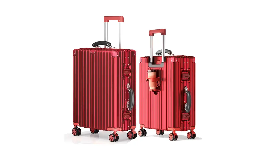 [SnooII] アルミフレーム＋軽量化皮革ハンドル＋ブレーキ付きキャスター＋水筒ホルダー＋フックデザイン＋USB 充電ポート スーツケース キャリーケース 多機能 付き ストッパー付き キャリーバッグ 携帯スタンド USBポート付き カップホルダー付き 隠しフック機能 超軽量 耐衝撃 静音 360度回転 (紅色, Lサイズ /97L (7泊～長期旅行))