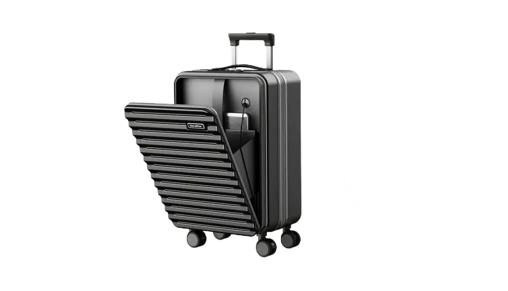 [Soralifer] スーツケース フロントオープン キャリーケース 機内持ち込み カップホルダー付き USBポート付き ストッパー付き 前開き 軽量 S/Mサイズ ファスナータイプ TSAロック ダブルキャスター 海外旅行 出張 卒業旅行 (ブラック, Sサイズ（機内持ち込み/1～3泊）)