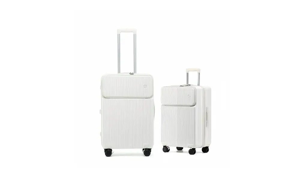 [Spyplan] スーツケース 機内持ち込み キャリーケース キャスター ストッパー付き フロントオープン 可愛い 多機能 トップオープンパソコンケース キャリーバッグ カップホルダー付き トランク ジッパー 超軽量 人気 頑丈 TSAロック搭載 ブレーキ止まる360度回転 修学出張入院 2泊3日 38l ホワイト Sサイズ 拡張機能付きアップグレード版