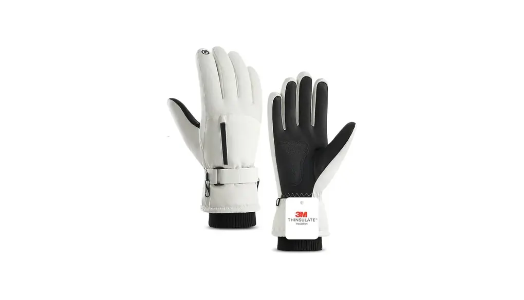 【3M Thinsulateで2倍保温】SwiftReach メンズ スキーグローブ スキー手袋 アウトドア スキーグローブ 完全防水 防風 5本指タッチパネル対応 撥水加工 滑り止め加工 スノボ 手袋 紛失防止 冬用 暖かい スノーボード 登山 冬のアウトドア(ホワイト)