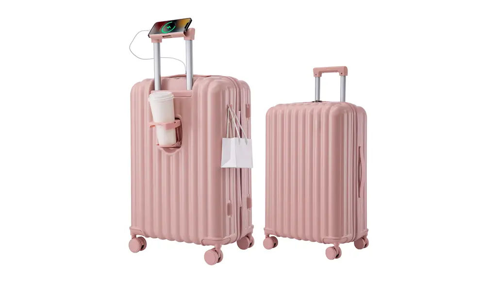 [TANOBI] スーツケース mサイズ キャリーケース 4~7泊 キャリーバッグ USBポート スマホスタンド 防水ポケット台座フック付き 多機能 360度回転 ダブルキャスター TSAローク搭載 suitcase 旅行 出張（M,ピンク）