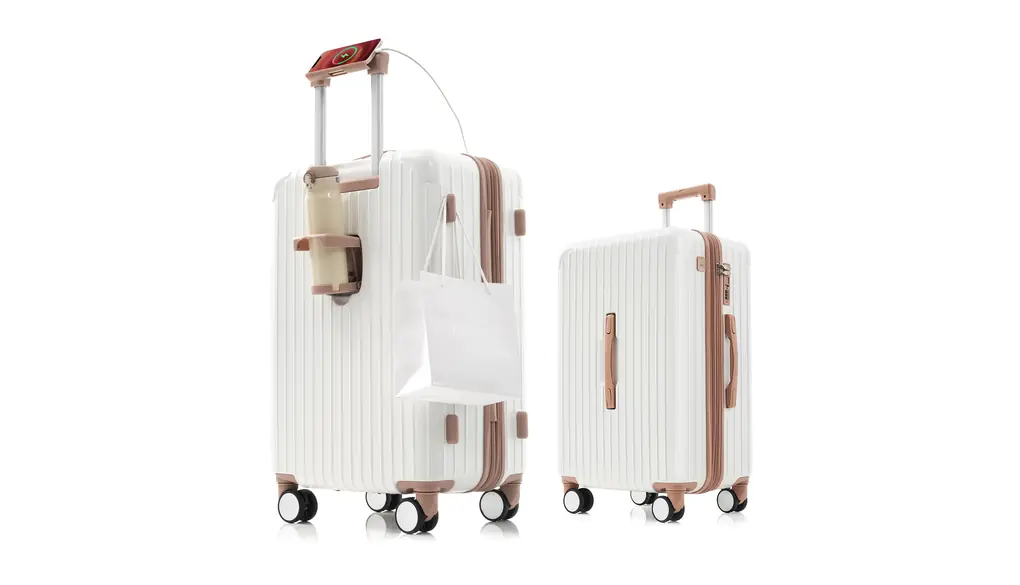 [TANOBI] スーツケース キャリーケース キャリーバッグ 小型 USBポートスマホスタンド 軽量 2泊3日 かわいい sサイズ suitcase 360度回転 静音ダブルキャスター ストッパー付き TSAローク搭載 おしゃれ 旅行 ビジネス 出張(S,アイボリー×ゴールド)