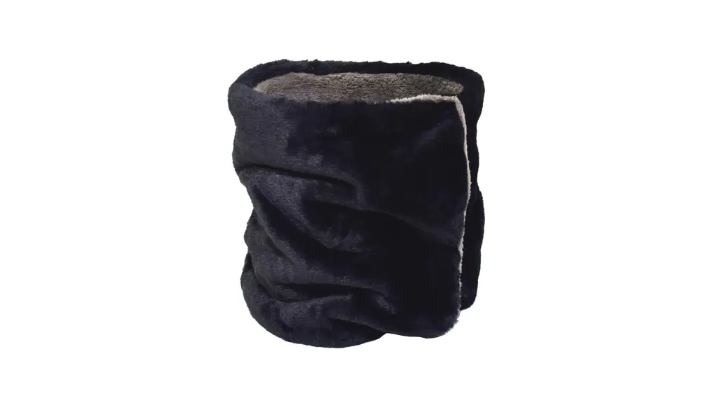 [トライバル] ボリュームたっぷりゆったりサイズ あったかふわふわマイクロボア ふわもこ起毛素材BIGネックウォーマー ボタン付き ファーブラック/モカ