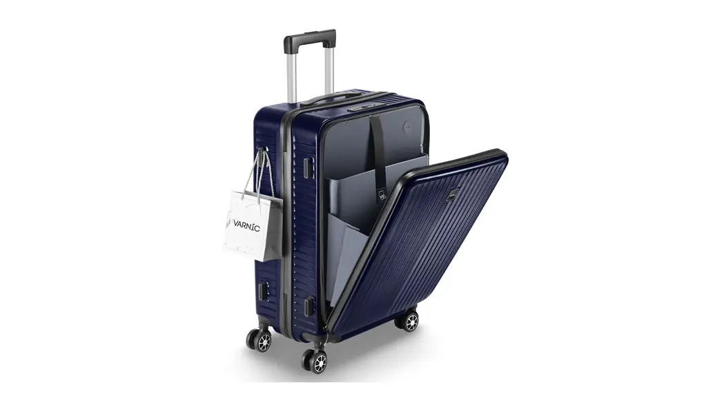 [VARNIC] スーツケース フロントオープン 多機能キャリーケース 超軽量 耐衝撃 前開き キャリーバッグ USBポート付き TSAダイヤル式ロック 360度回転 ダブルキャスター 振動軽減 軽量 旅行 ビジネス 出張 (ブルー, Sサイズ/機内持込（1-3泊）)