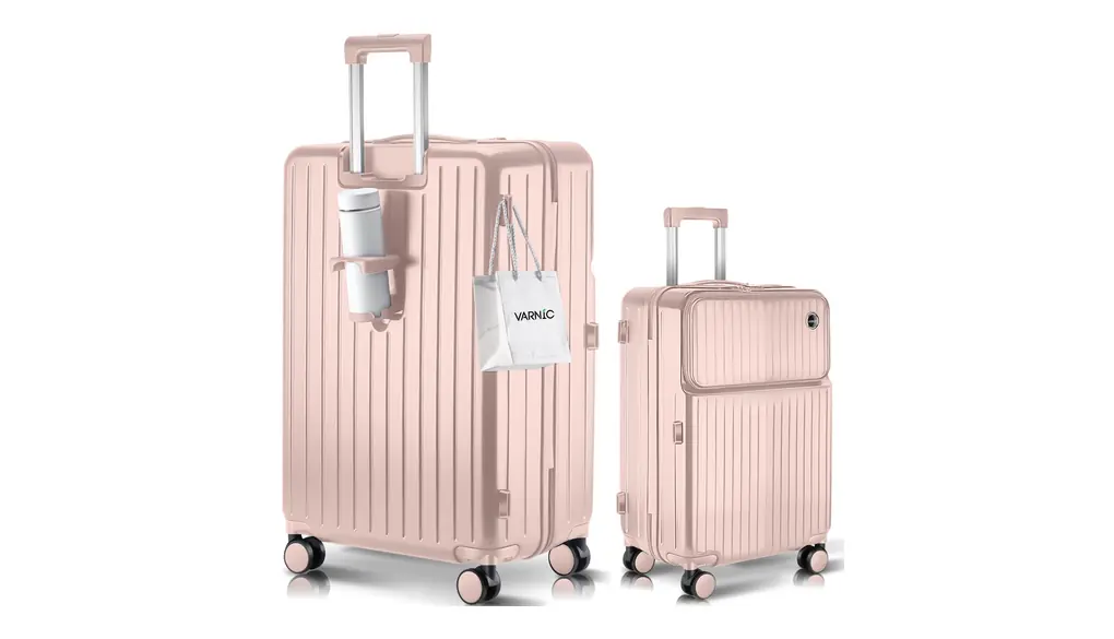 [VARNIC] スーツケース トップオープン式 多機能 キャリーバッグ USBポート付き カップホルダー付き キャリーケース 三段階調節キャリバー ABS+PC 超軽量 耐衝撃 振動軽減 静音 360度回転 ダブルキャスター 物掛けフック式底足 オシャレ 通学 ビジネス 旅行 出張 (ピンク, Sサイズ/機内持込（1-3泊）)