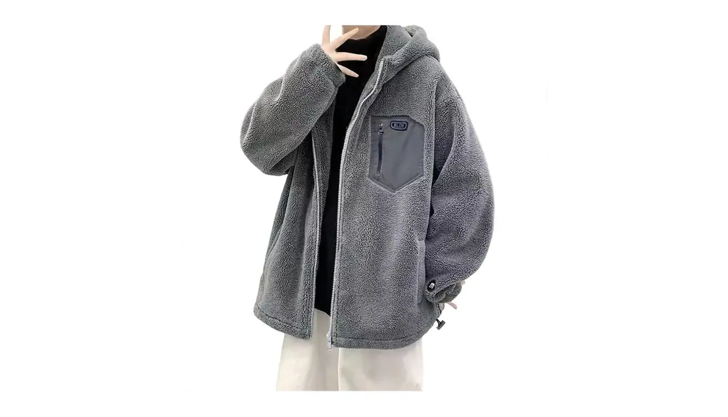 [veolaimy] ボアジャケット メンズ 冬 もこもこ フリースジャケット 裏起毛 防寒 暖かい ボアブルゾン フード付き 柔らかい 快適 パーカー 胸ポケット付き カジュアル アウター ファッション 大きいサイズ 通勤 通学 ストリート 普段着