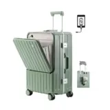 【Yuweijie フロントオープン 40L】USBポート×カップホルダー×軽量PC素材！“旅を最適化する”多機能キャリーケースSサイズ